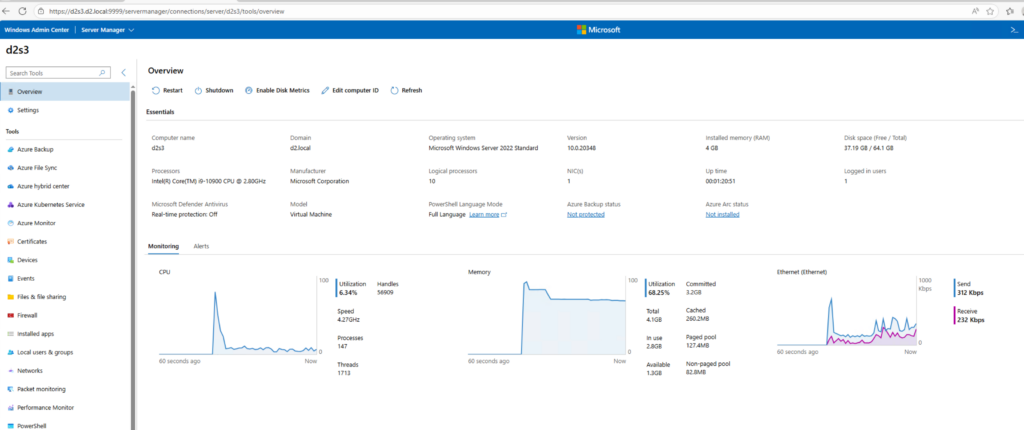 Pannello di controllo di Windows Admin Center