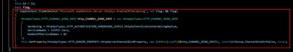 Nuova chiamata a SetProperty(HttpServerChannelBindProperty)