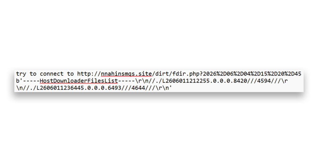 June 1, 2026, C2 server response to a HTTP POST request to fdir.php, which includes a list of exfiltrated file names and sizes